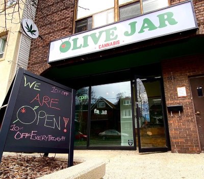 Olive Jar Cannabis Weed Dispensary Storefront